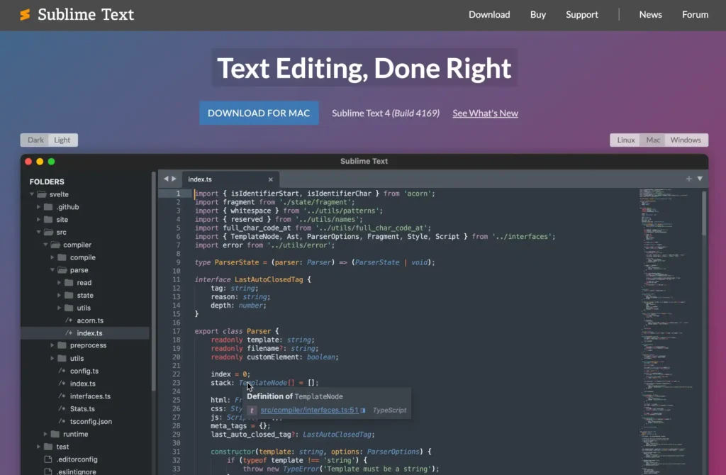 Sublime Text editor