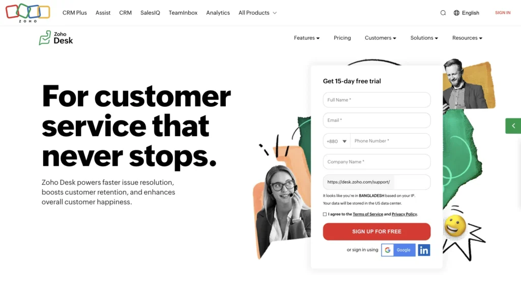 Ticketing system, Zoho Desk, Customer support