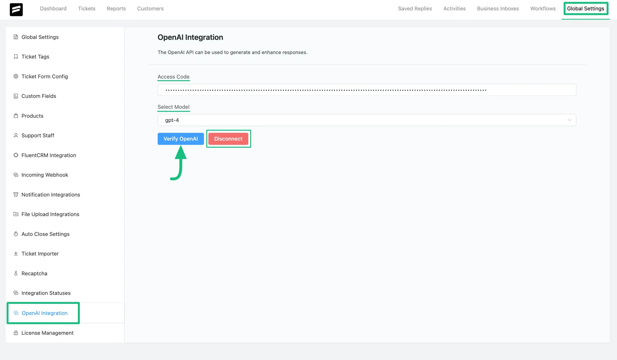 OpenAI API Key is connected