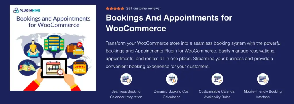 Bookings And Appointments for WooCommerce plugin