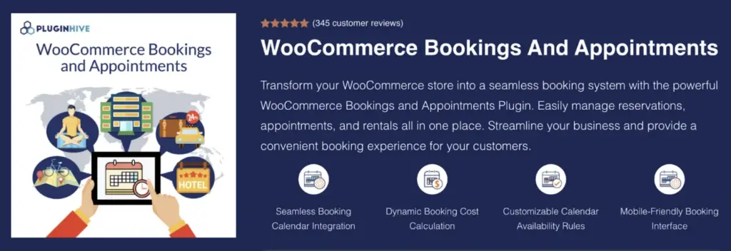 WooCommerce Bookings and Appointments plugin