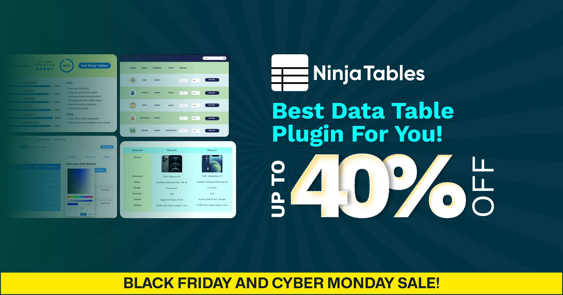 Ninja Tables black friday deal, black friday wordpress deals