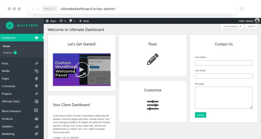 ultimate dashboard pro - wordpress dashboard and admin area