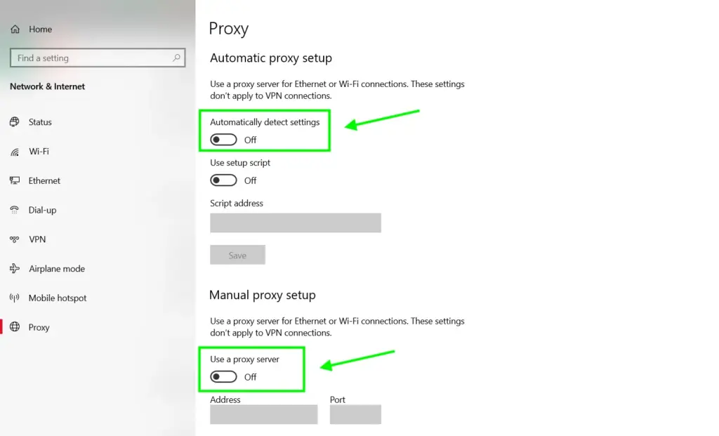 proxy settings windows, ERR_CONNECTION_TIMED_OUT