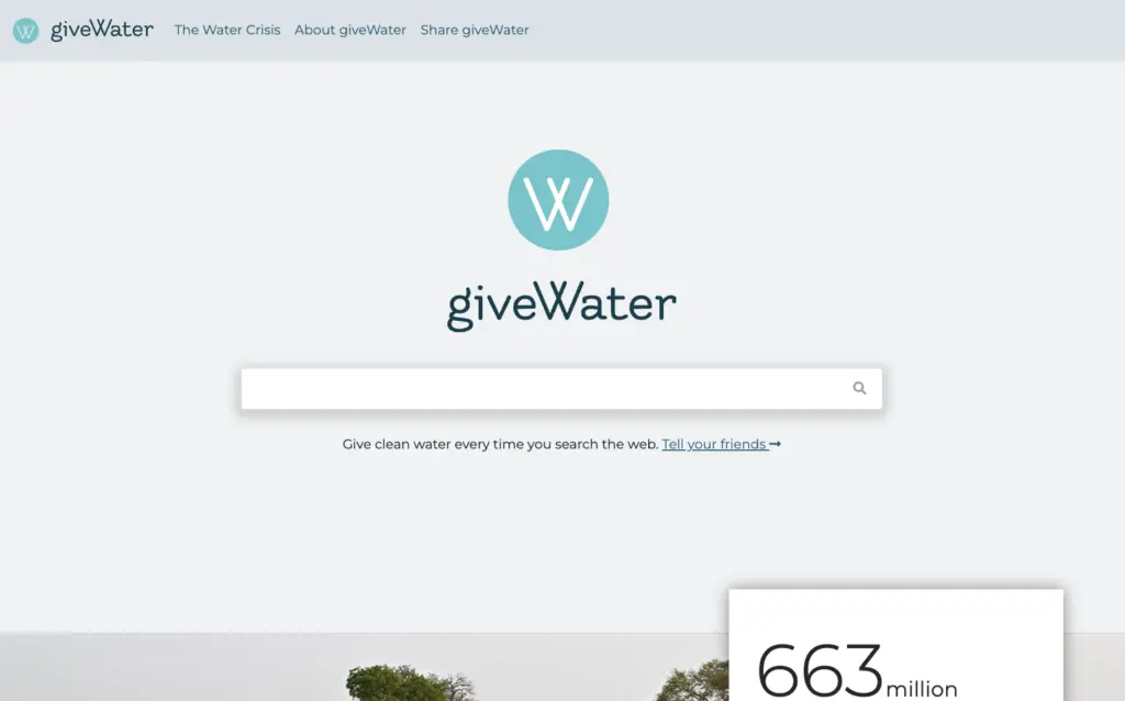 GiveWater, eco friendly search engine