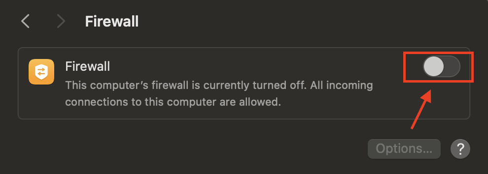 Turn off firewall on mac