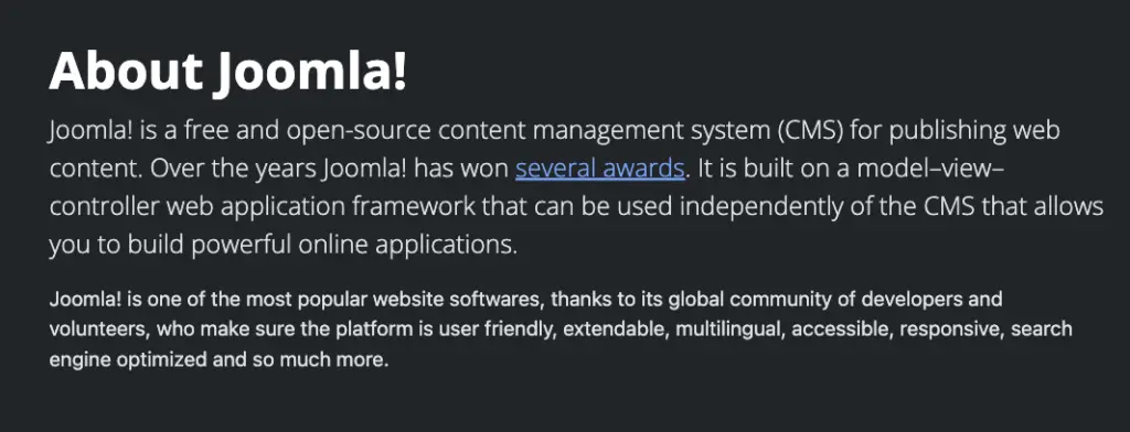 Joomla motive, joomla about us