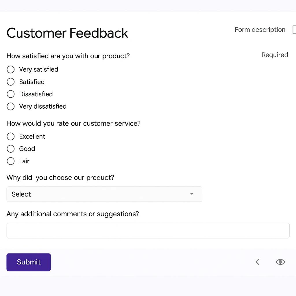 Customer feedback collection form