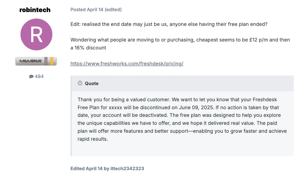 Freshdesk free version discontinued, is freshdesk free
