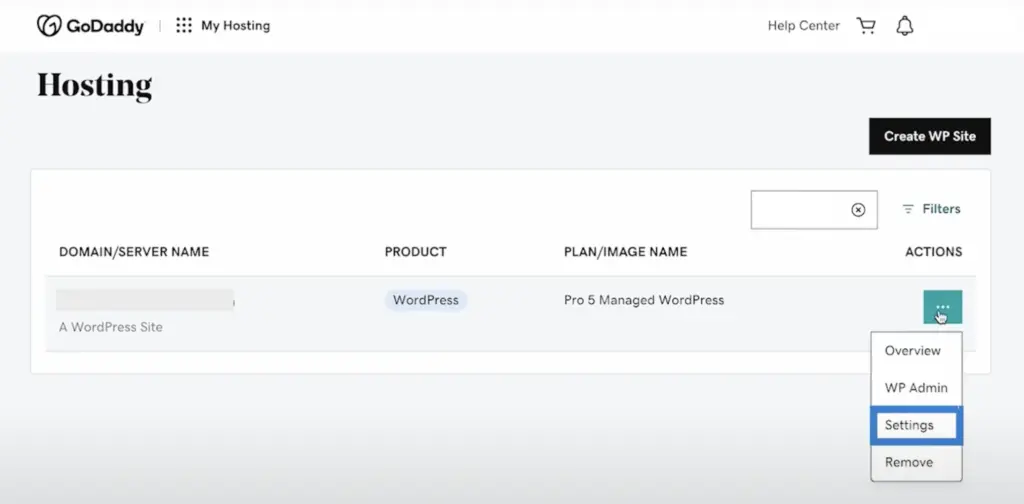 Godaddy Website settings
