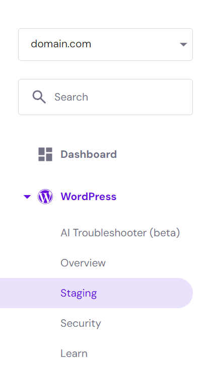 Hostinger wordpress staging site