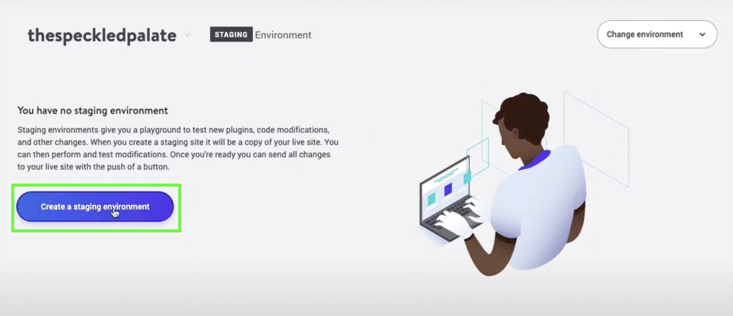 Mykinsta create staging environment