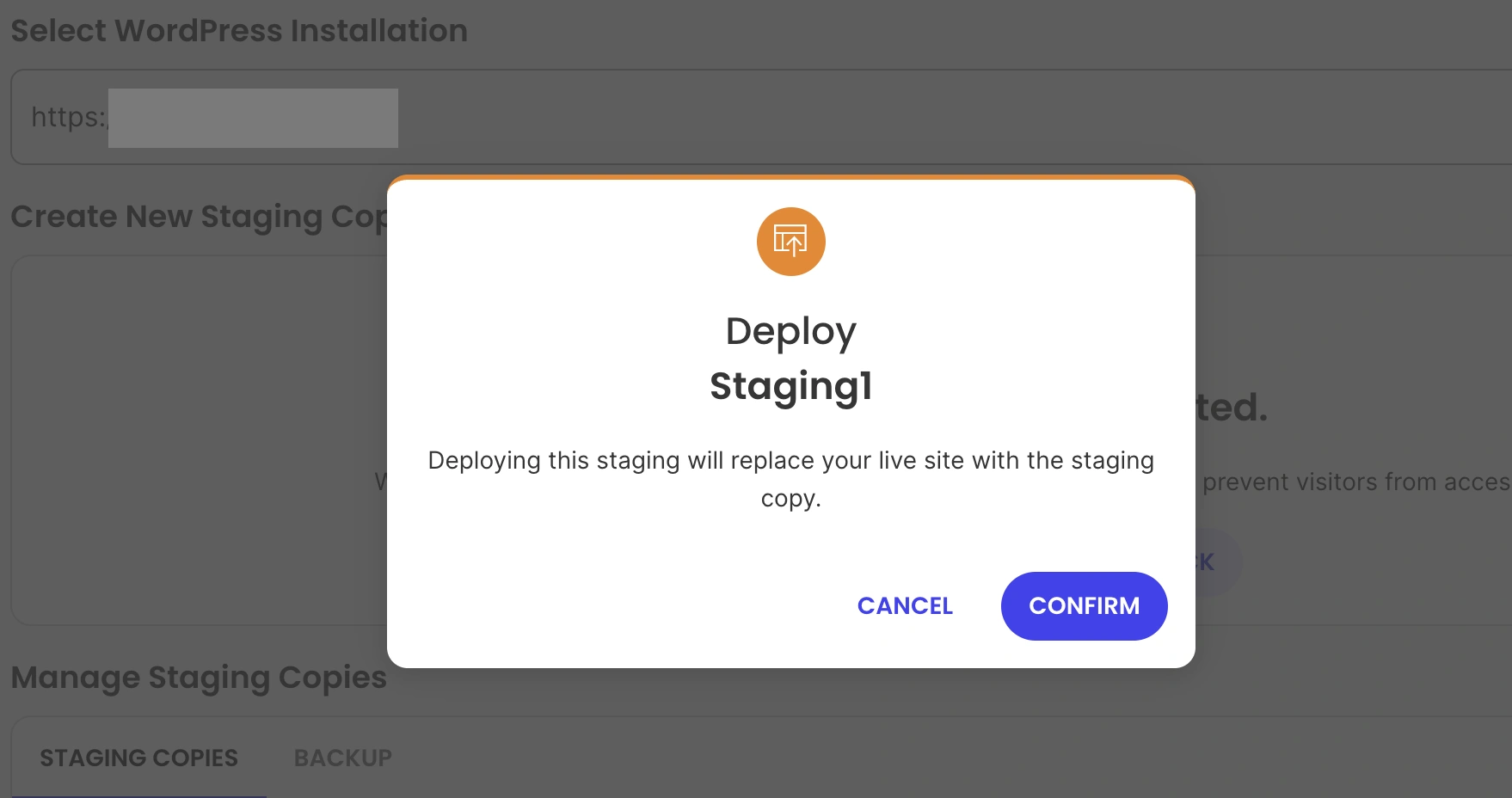 Siteground staging deploy confimation