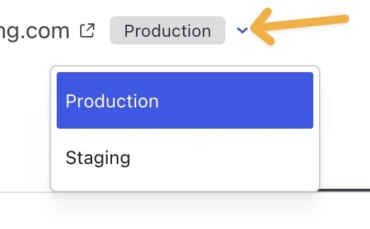 Wordpress.com staging site dropdown