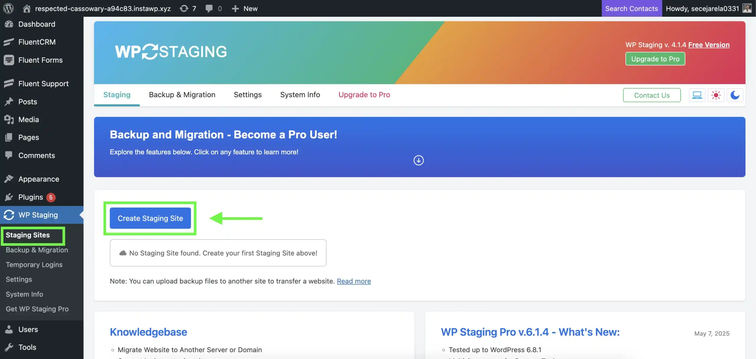Wp staging create staging