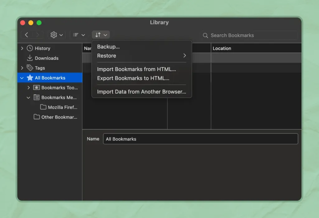 backup your bookmark on Firefox