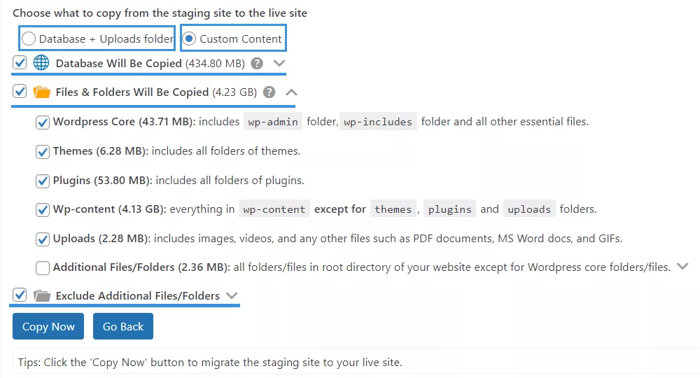staging to live wpvivid