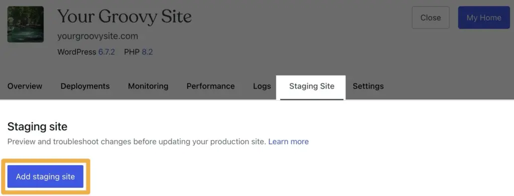 wordpress.com add staging site, wordpress staging site