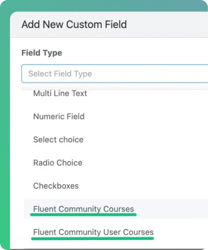 Course Selection Field - FluentCommunity Integration