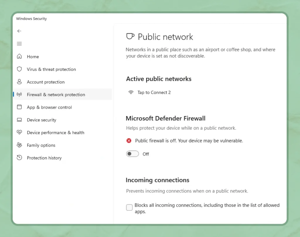 Turn off Firewall on Windows