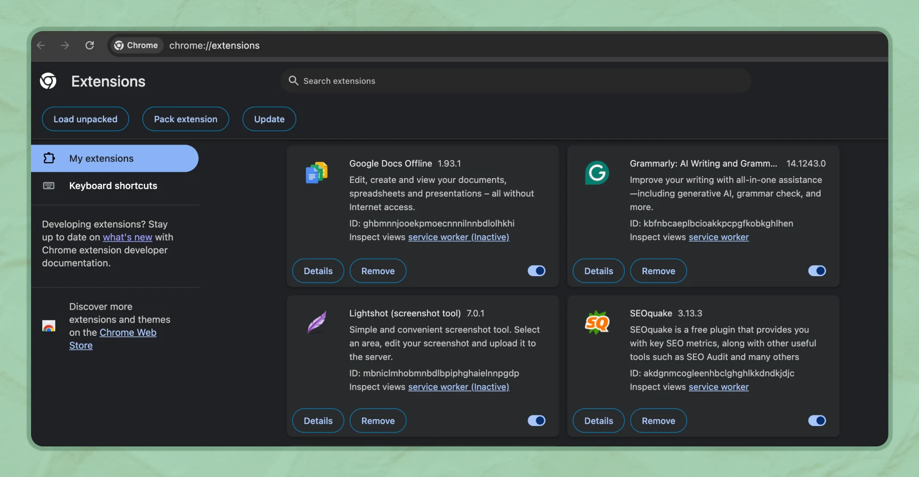 Disable browser extension Chrome