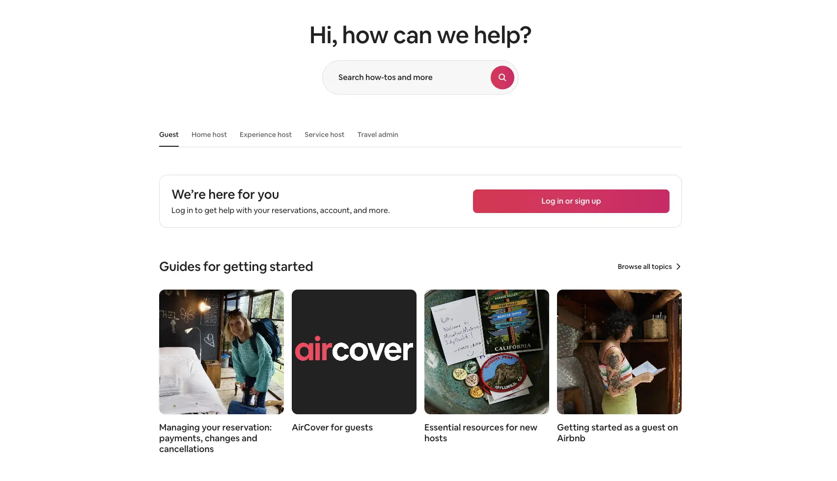 Airbnb faq page, airbnb helpcenter