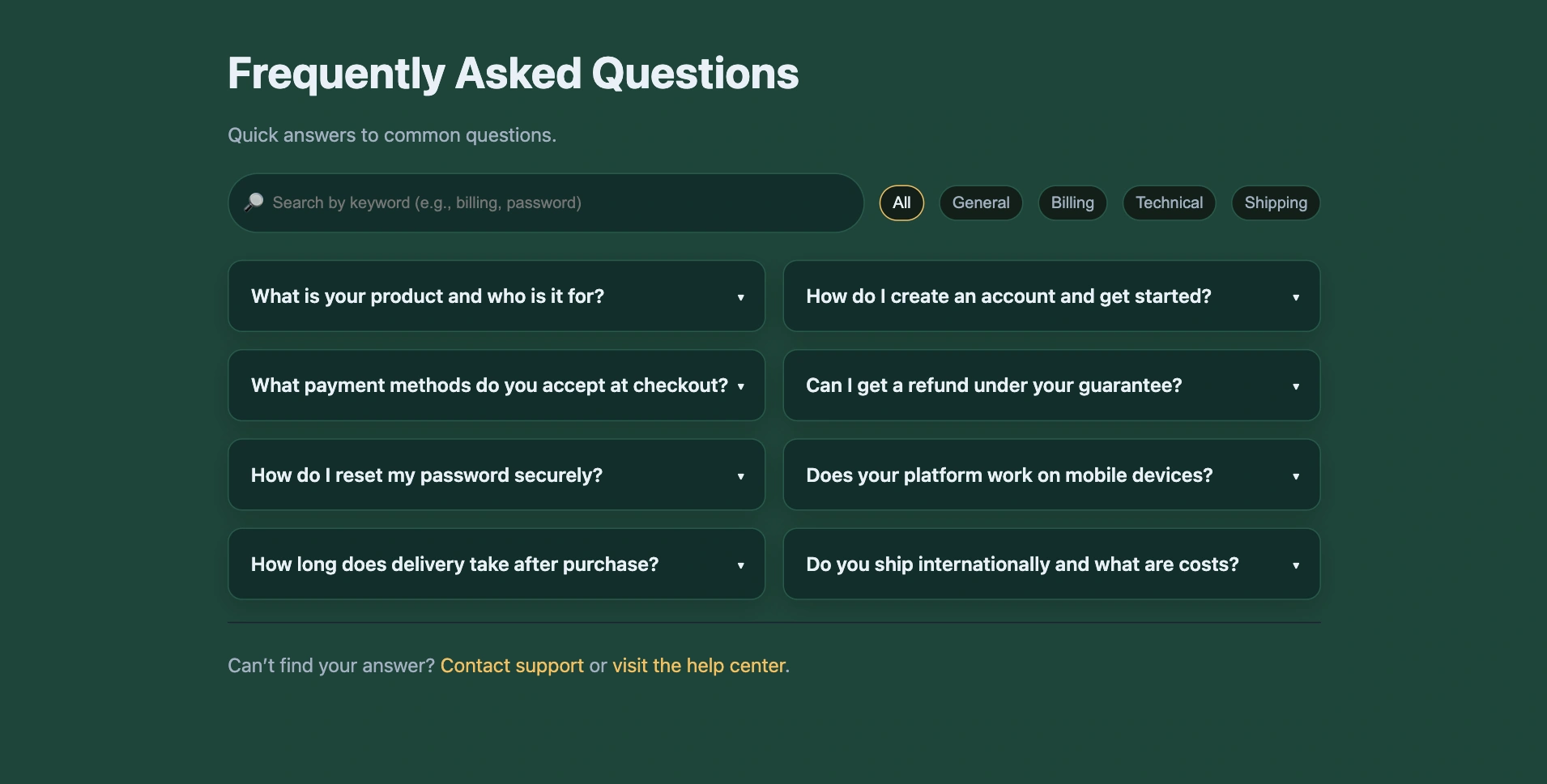 FAQ template, FAQ example