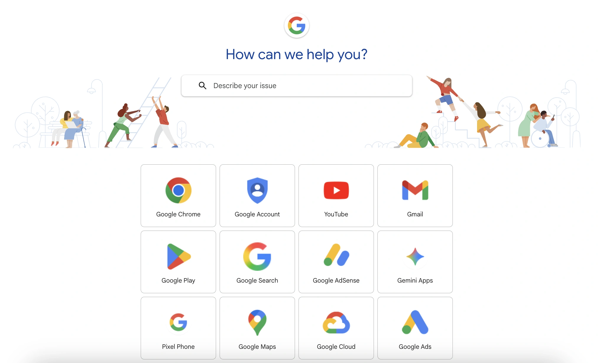 Google FAQ page, google customer support
