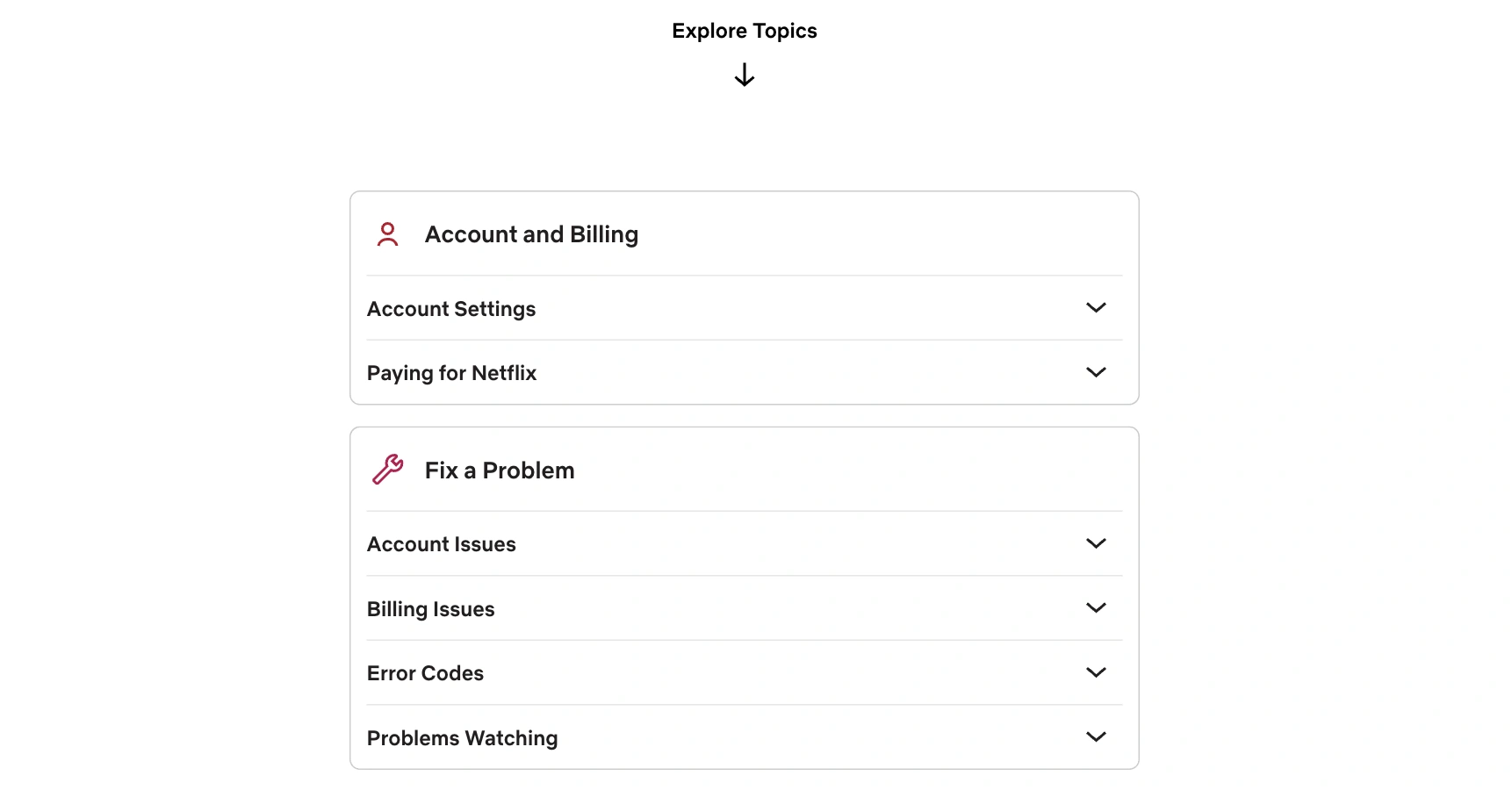 Netflix faq page, netflix help center