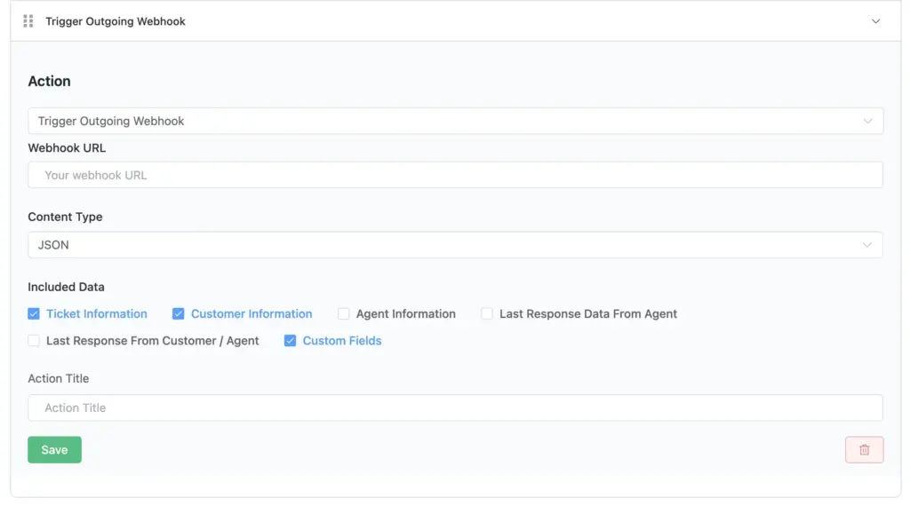 Outgoing Webhook Trigger option - Fluent Support