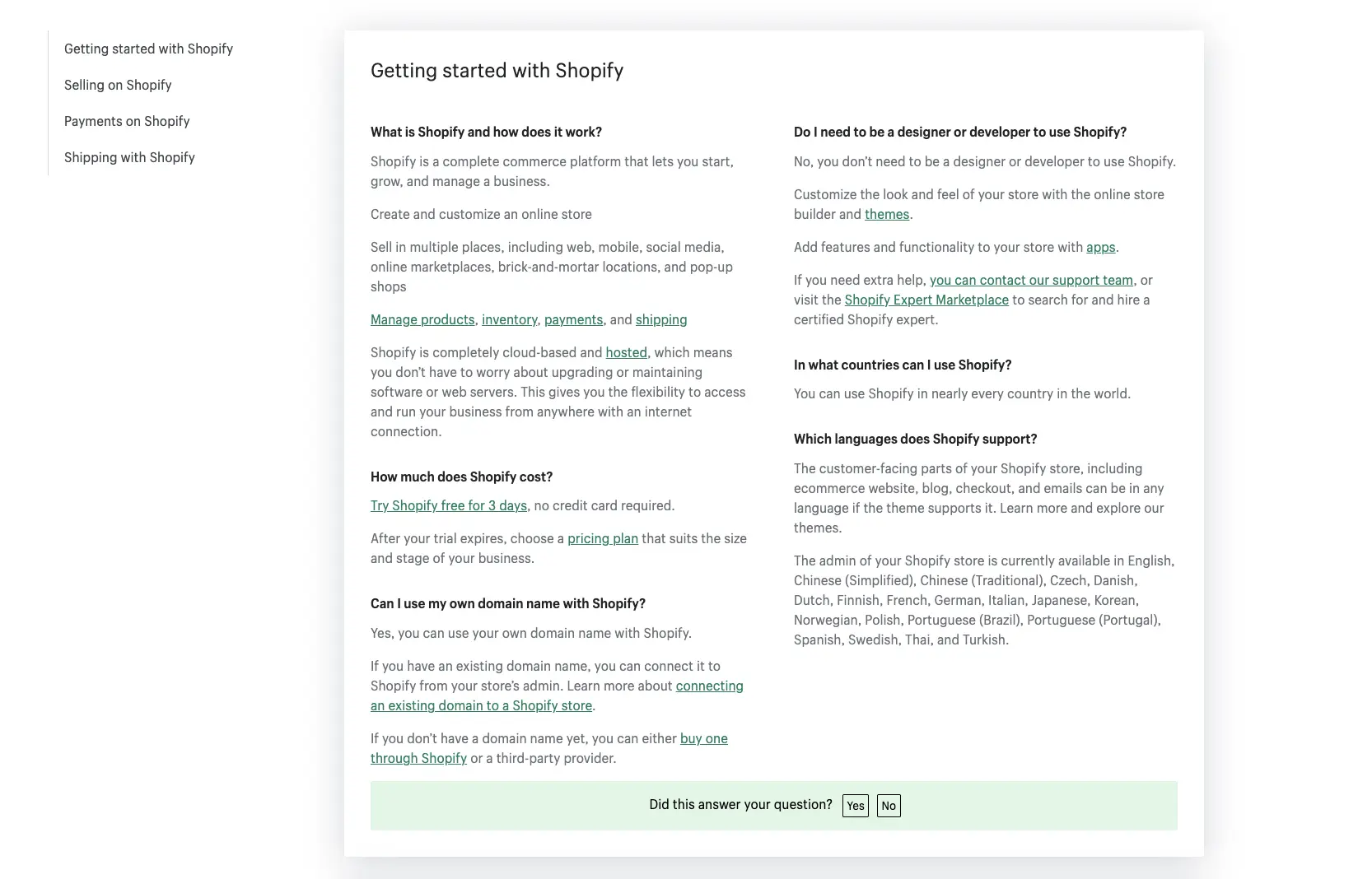 Shopify Faq page