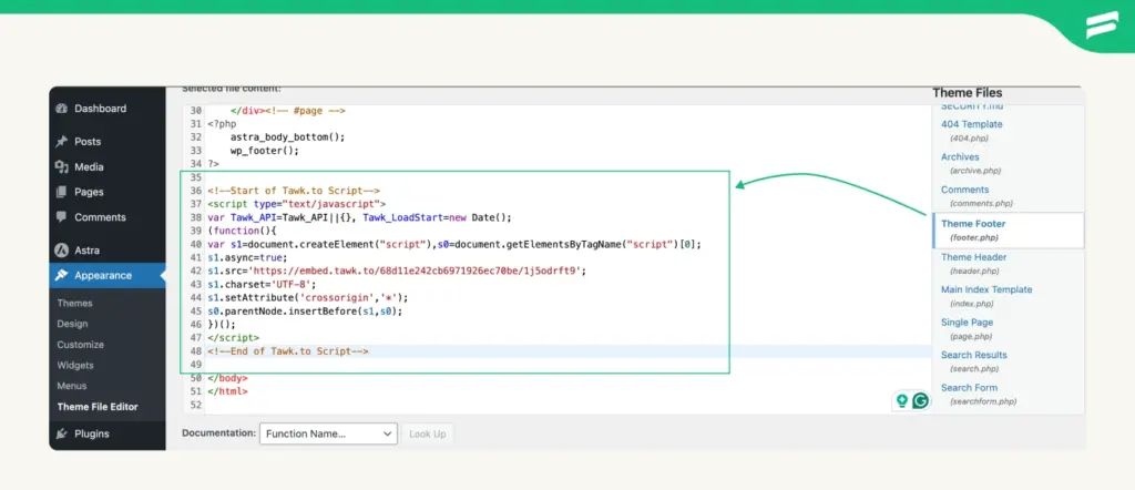 Paste the widget code on WP dashboard