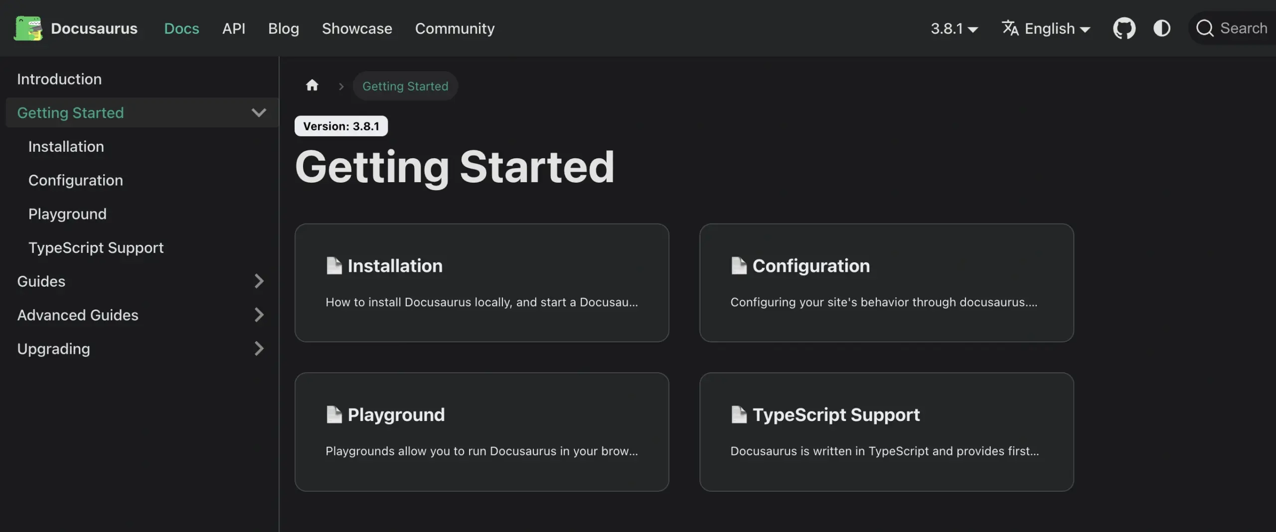 Docusaurus documentatio dashboard