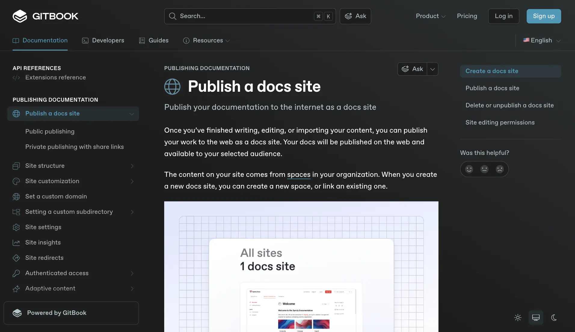 Gitbook documentation dashboard, documentation tool