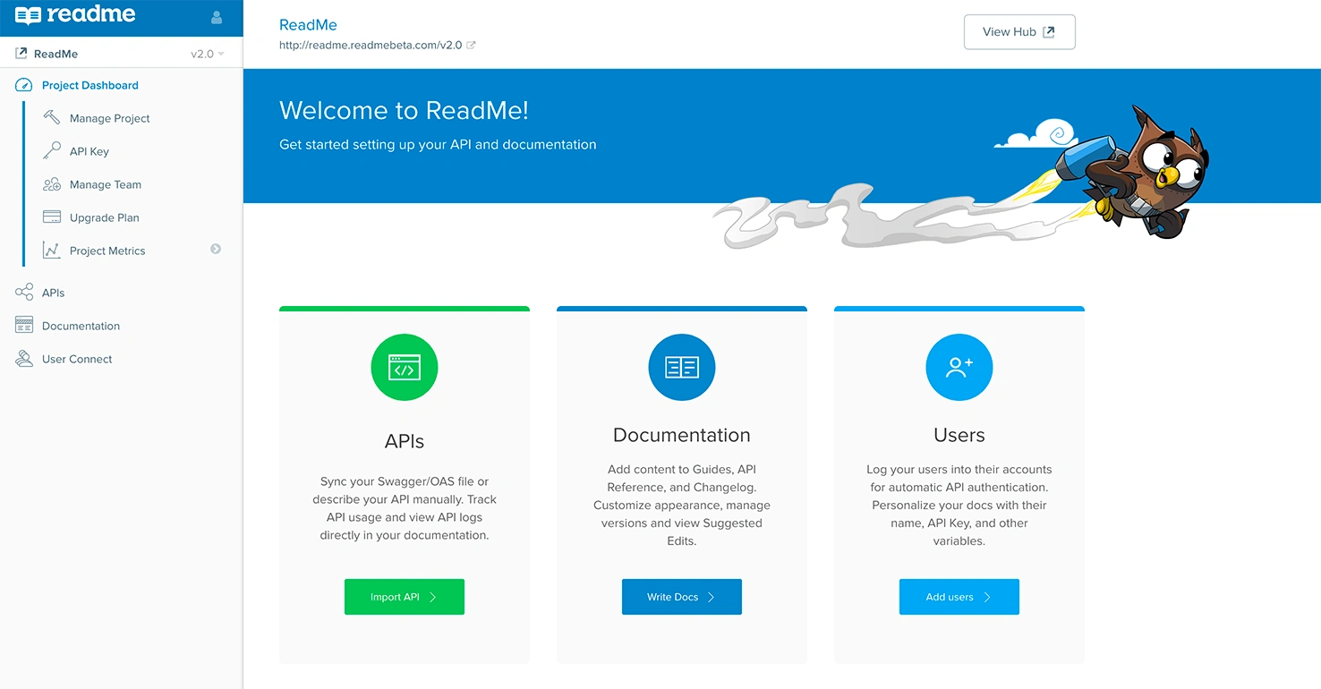 Readme Dashboard, documentation software