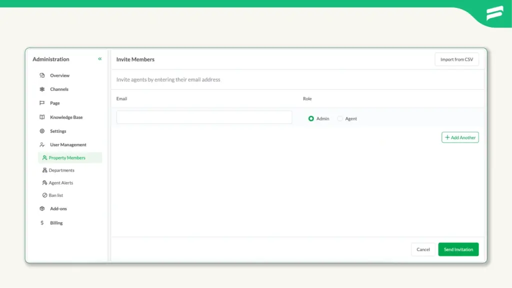 Tawk.to's Invite Members option