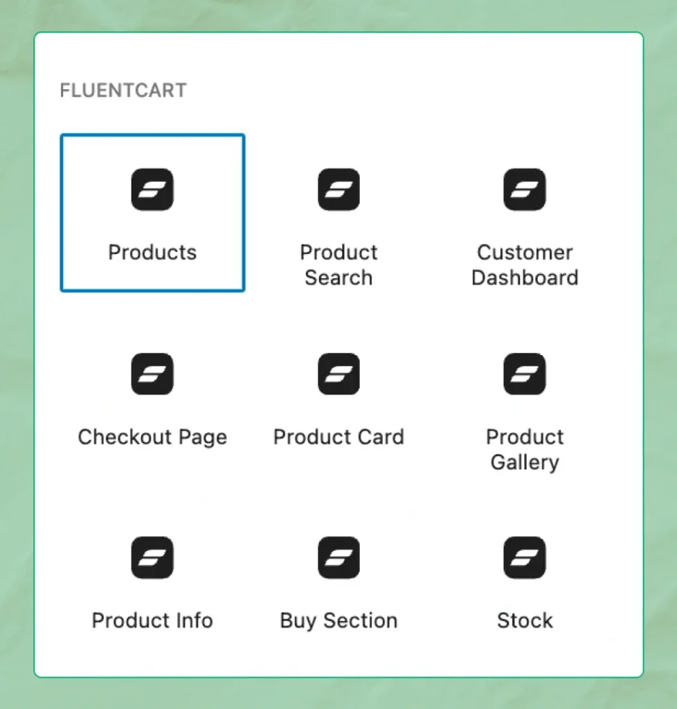 Gutenberg Block - FluentCart