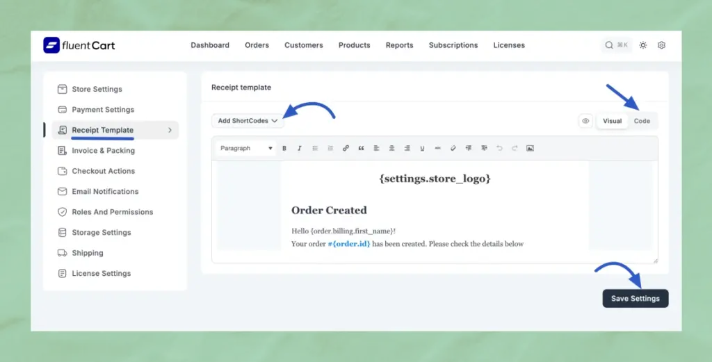 Reciept Template - FluentCart