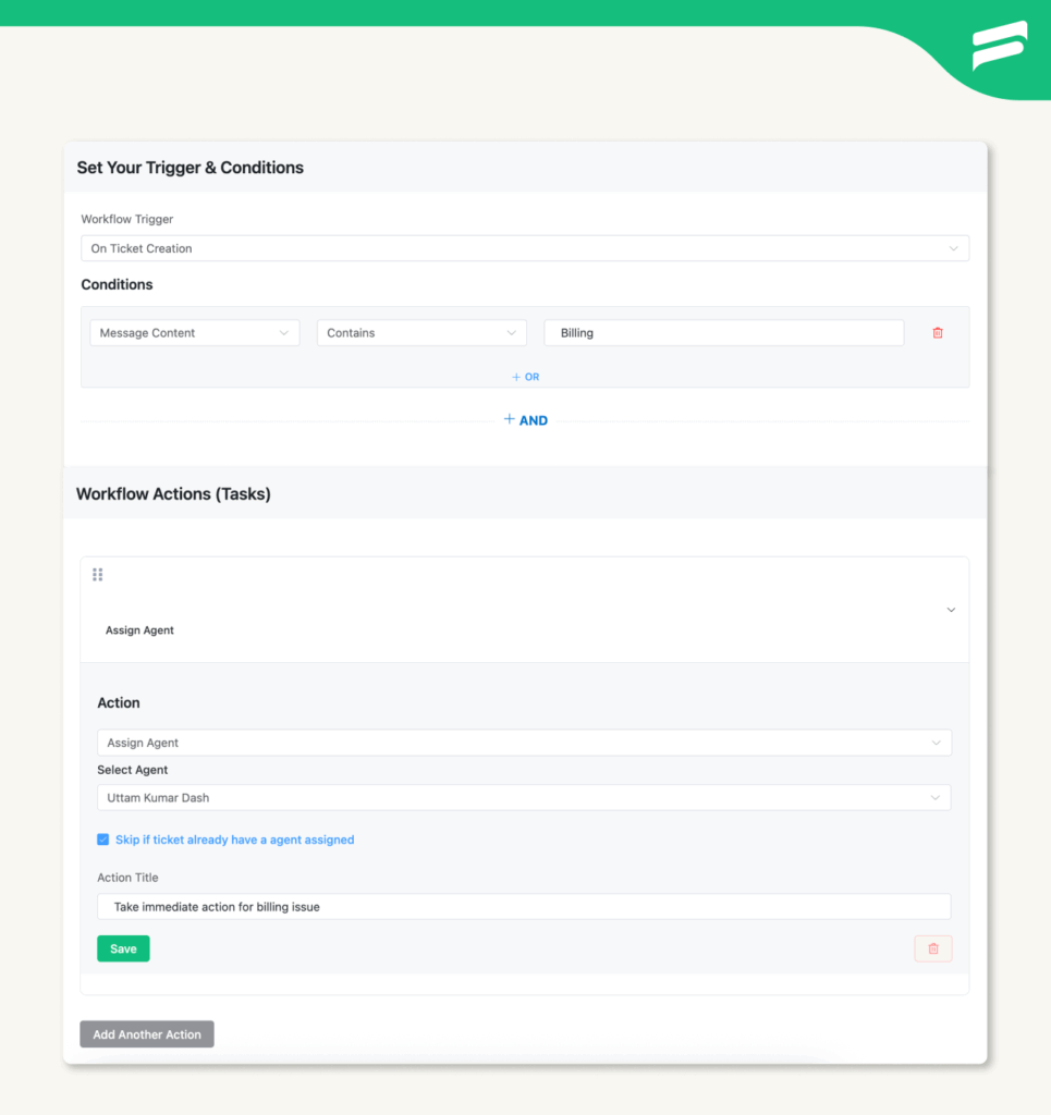 Auto assignment with workflow Fluent Support