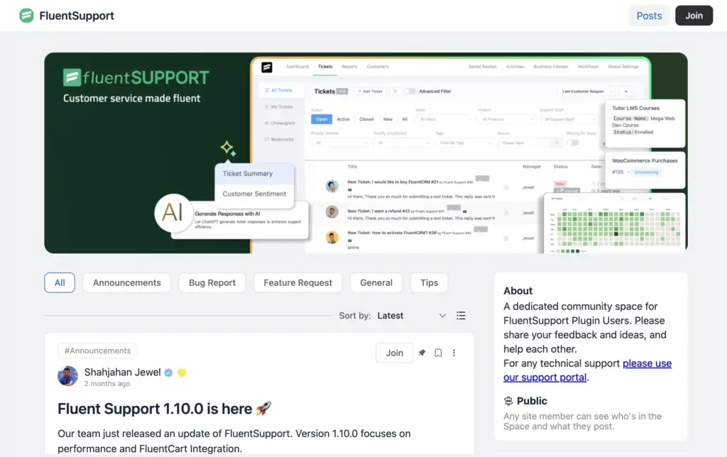 Fluent Support Community Feed