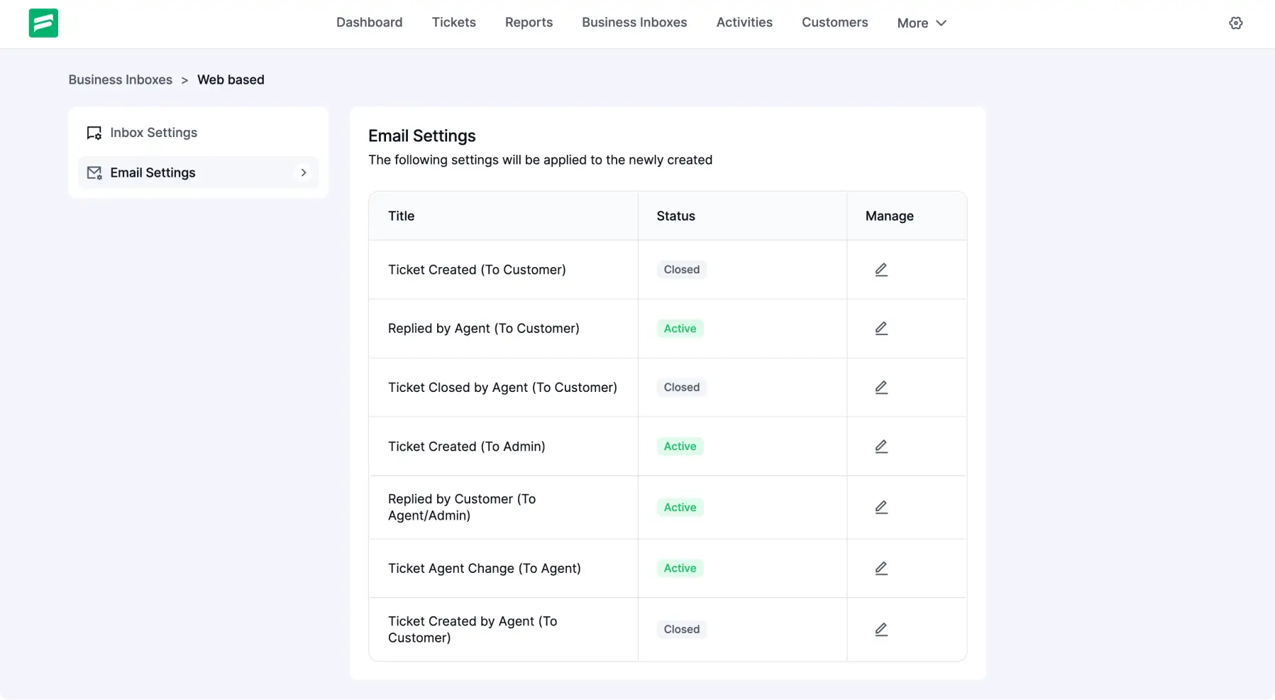 UI of Email Settings after the 2.0 UI update