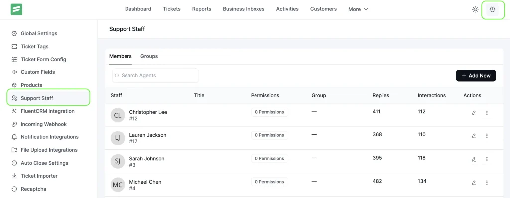 Support Staff option on Fluent Support 