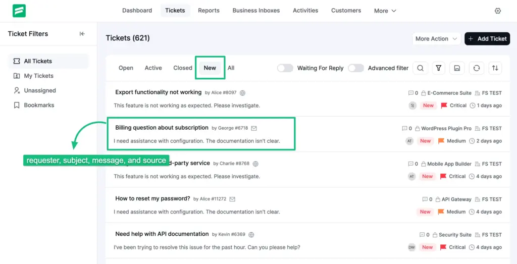Fluent Support's new ticket page.webp