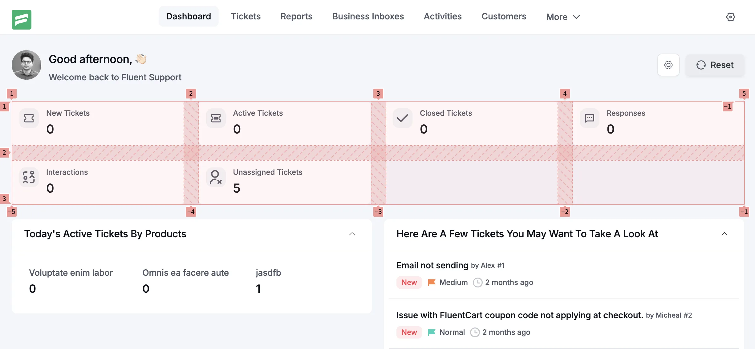 Fluent Support UI Grid