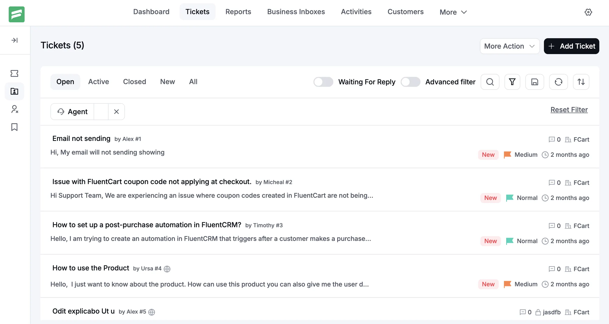 Fluent Support minimal color usage