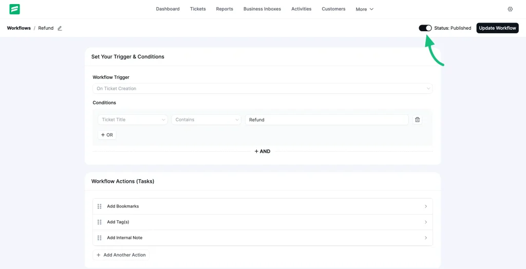 Publish automatic workflow