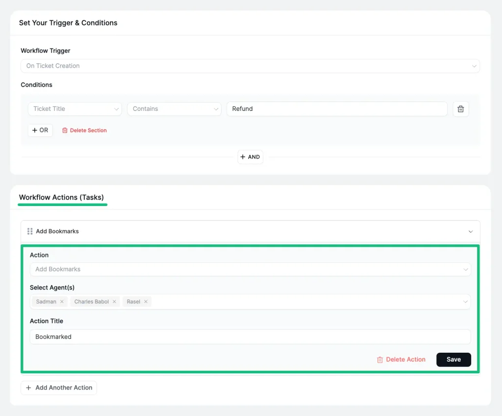 Adding actions on automatic workflow