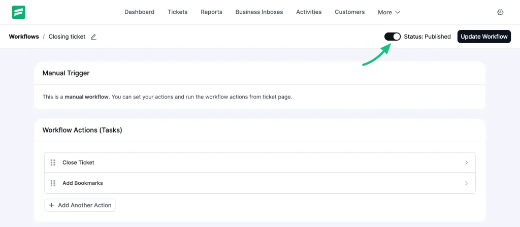 Manual workflow publish option