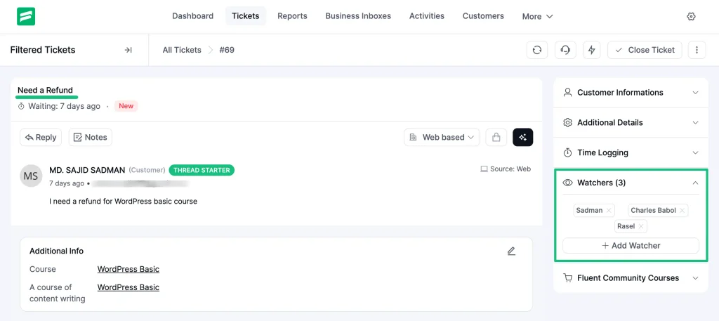 Run automatic workflow on ticket