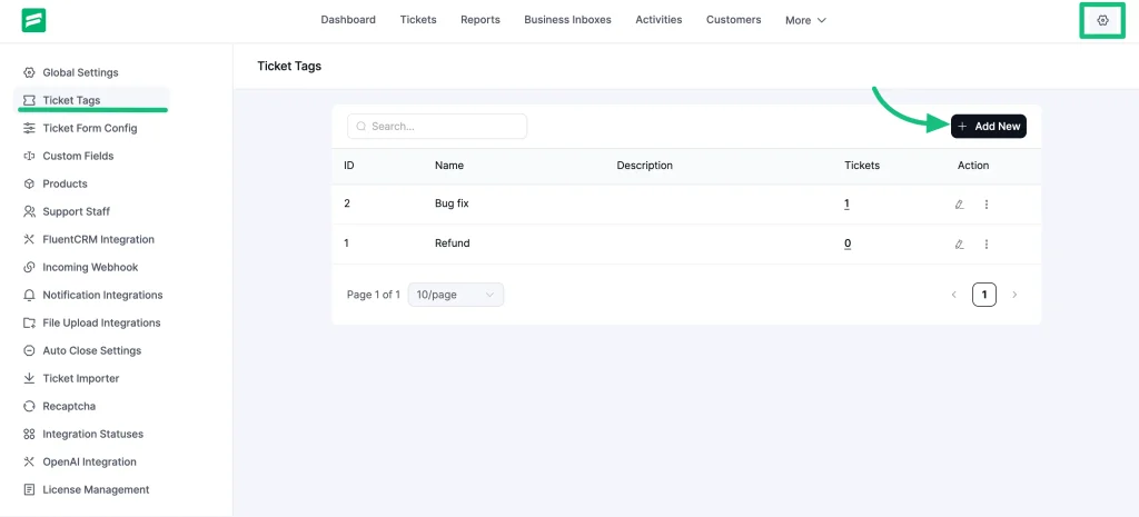 Ticket Tags setting - Fluent Support